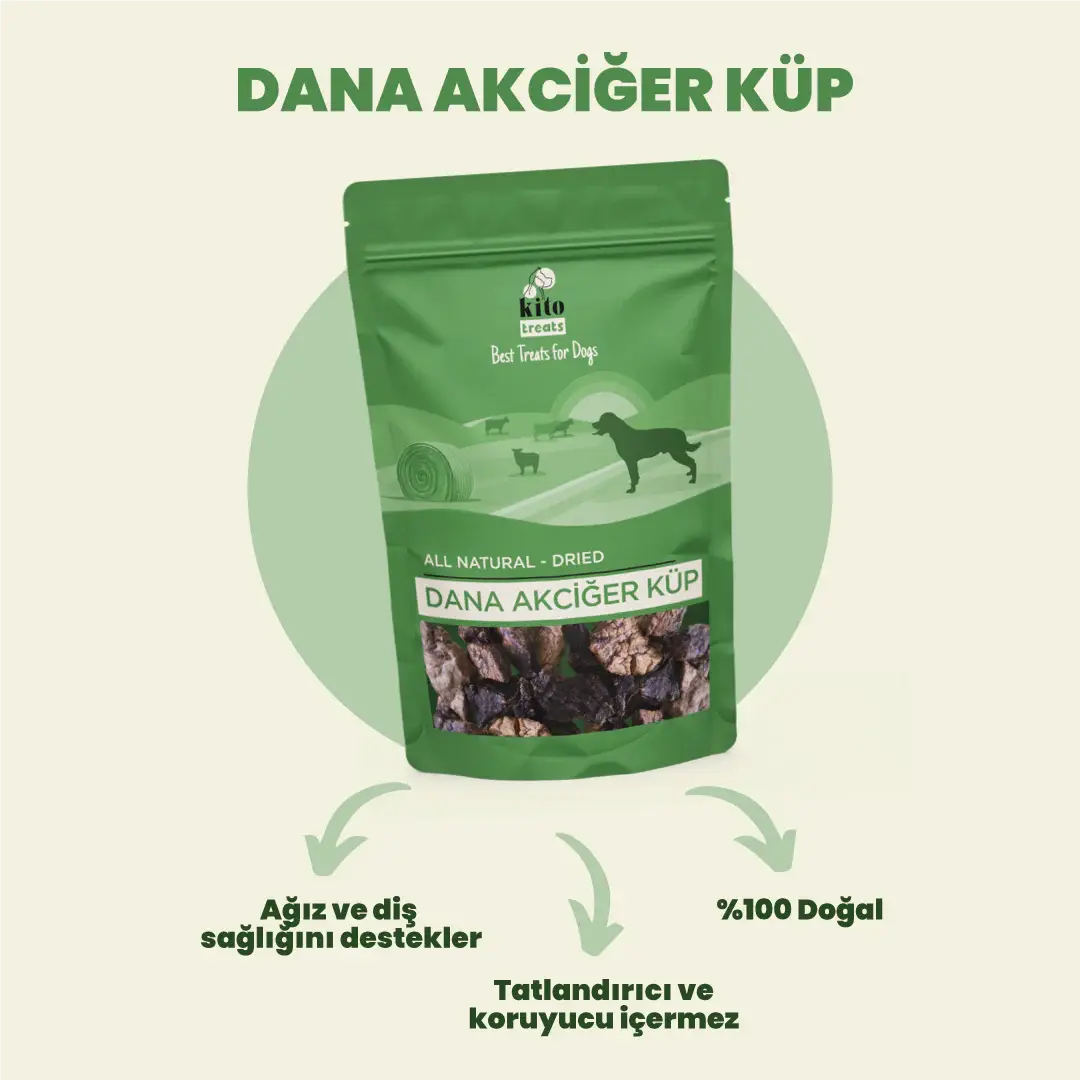 Kito Dana Akciğer Küp Atıştırmalık Köpek Ödül Maması %100 Doğal, Glutensiz, Organik 100 gr - Alpha-Tact