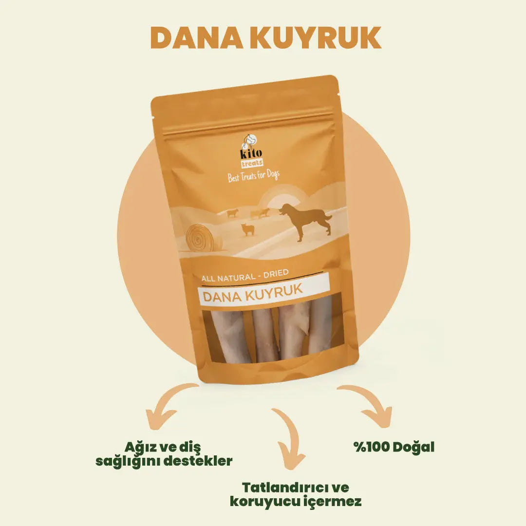 Kito Kurutulmuş Dana Kuyruk Çiğnemelik Köpek Ödül Maması %100 Doğal, Glutensiz, Organik 100 gr - Alpha-Tact