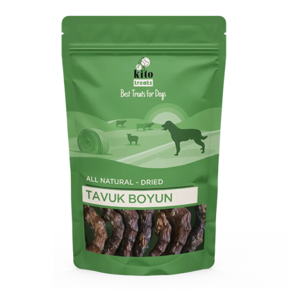 Kito Tavuk Boyun Çiğnemelik Köpek Ödül Maması %100 Doğal, Glutensiz, Organik 100 gr - Alpha-Tact